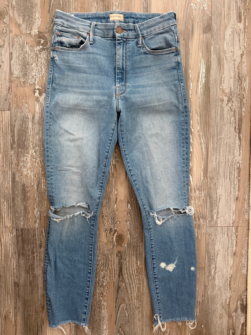 MOTHER High-Waisted Looker Ankle Fray Jeans
